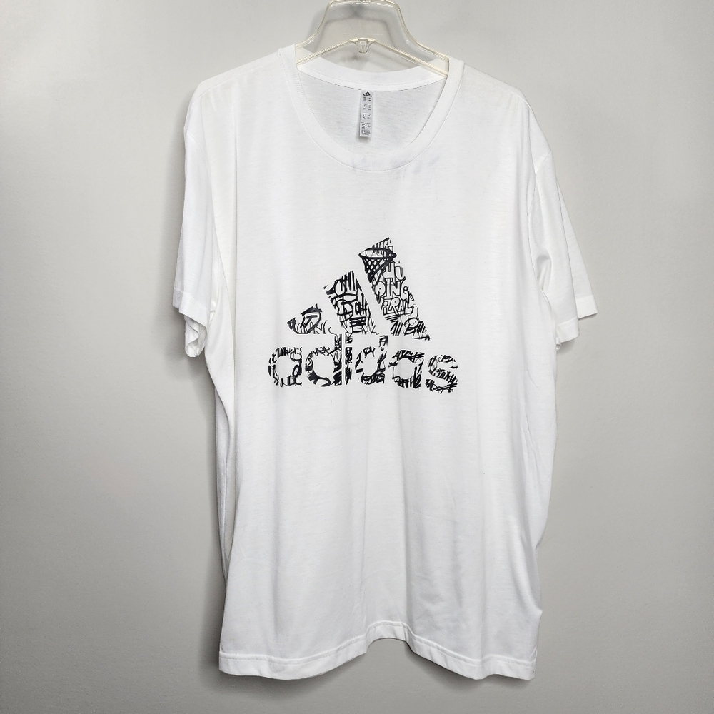 Adidas Graffiti Logo Climalite White Tshirt Mens 2xl